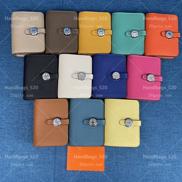 Porta carte di credito di alta qualità Fashion Fold Vera pelle Uomo Donna Luxury Business Portafogli Short Cash Receipt Holder Purse 9855