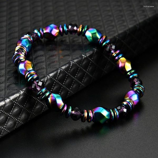 Bracciale con magnete in ossidiana colorata con fili di perline e elettricità statica, aiuta a dormire, energia anti-fatica, moda Trum22