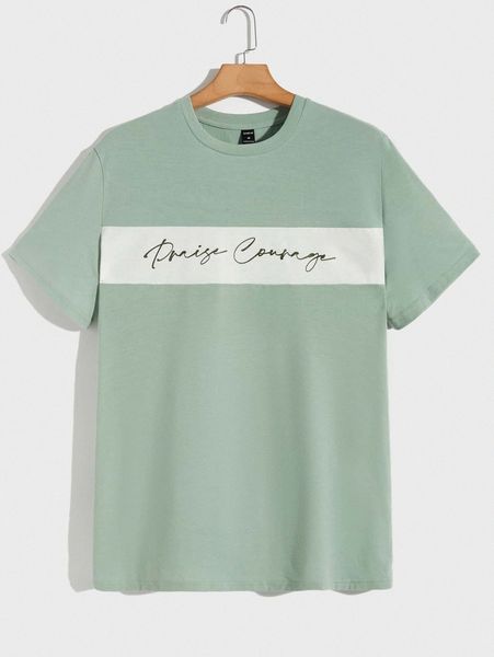 

men letter graphic colorblock tee t1bn#, White;black