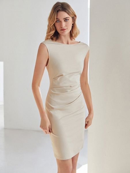 

motf premium viscose boat neck bodycon dress s63h#, Black;gray