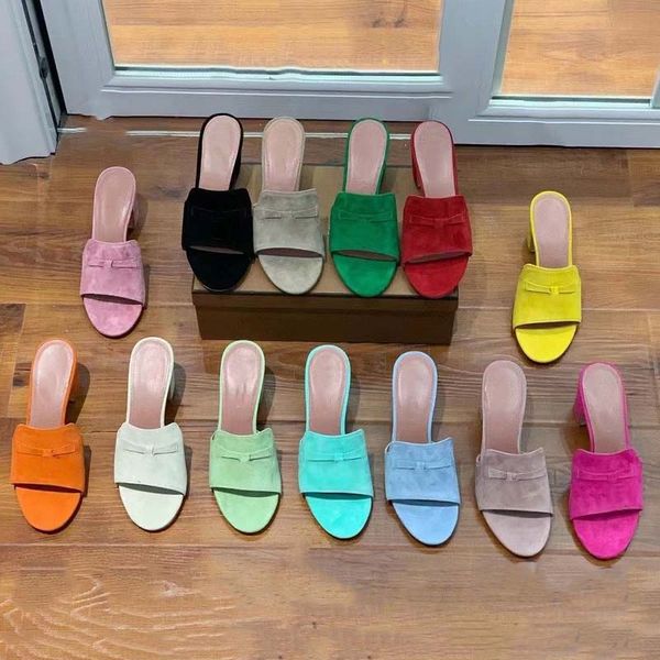 

classic luxury designer high heel cashmere slippers fashion real leather brand sandals womens heels flat side and 8 cm size 35-42 vintage, Black