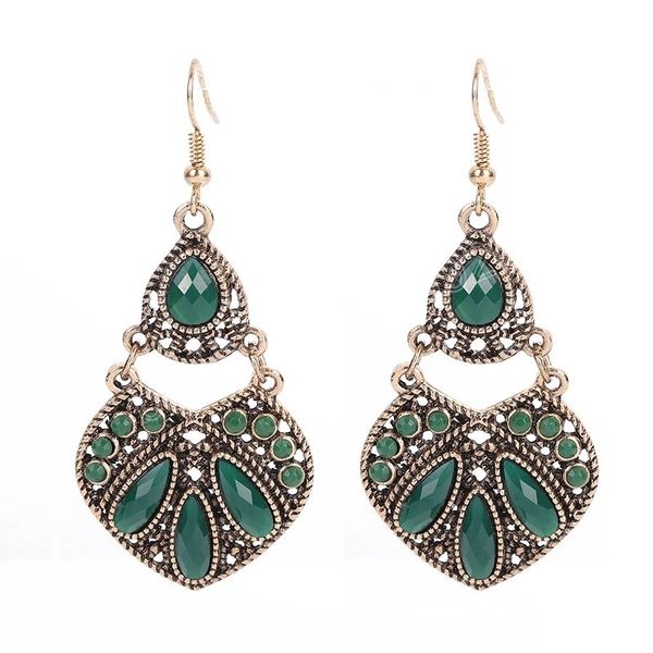 

vintage green crystal indian jewelry jhumka charms earrings for women kolczyki 2022 trendy gold alloy wedding earings pendientes, Silver