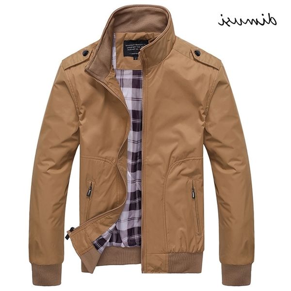 

dimusi mens jackets spring autumn casual coats solid color mens sportswear stand collar slim jackets male bomber jackets 4xl t200502, Black;brown