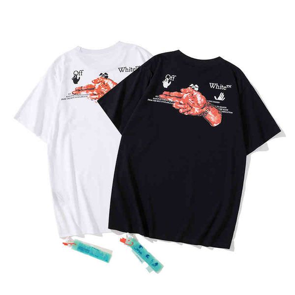 

t-shirt men's t shirtoff white 21ss gesture arrow print short sleeve unisex, White;black