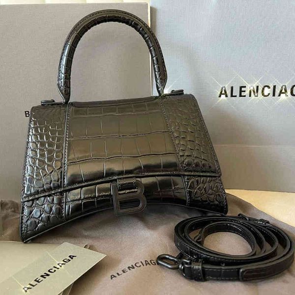 

classic women bbbalencaigasss bags star's same bag women's 2022 fashion versatile b family crocodile hourglass b-shaped leather me