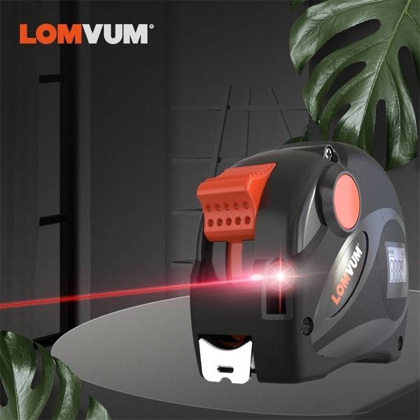 Fita a laser recarregável de lomvum Medida 2 em 1 fita de carregamento USB com tela LCD de 16 pés/5m métrica de fita digital/polegadas/ft T200602
