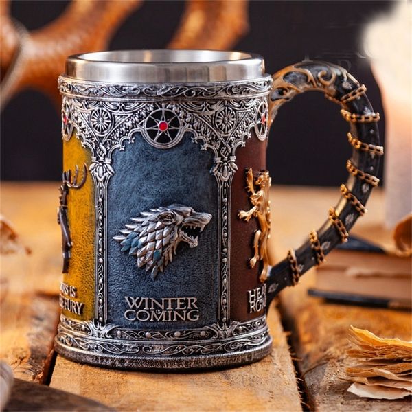 Signets tankard cerveja de aço de aço xícaras e canecas Creative 3d Coffee Caneca Drinkwares Mark 220727