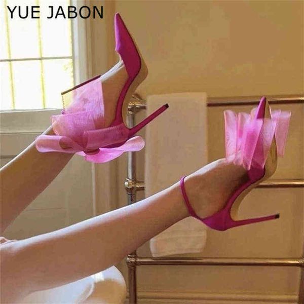 

pink summer fashion party wedding shoes stiletto heel pointed toe sandals for women butterfly-knot elegant high heels sandalias t220730, Black