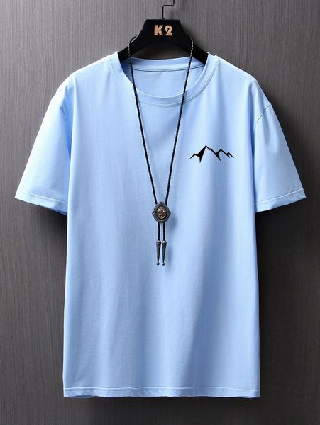 

men mountain print tee l1bb#, White;black