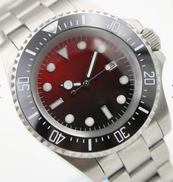 

u1 44mm automatic date mens watches deep black dial ceramic bezel luminous hands stainless steel bracklet wristwatches, Slivery;brown