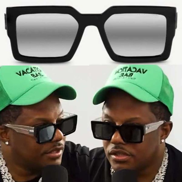 

mens square sunglasses z1580 black lens transparent temple mirror lens men luxury designer fashion glasses with original box, White;black
