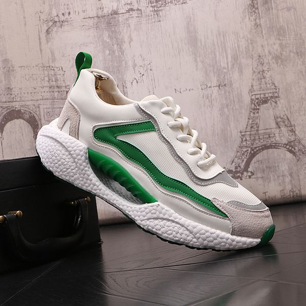 

luxury designers lace up dress wedding party shoes fashion white vulcanized sneakers round toe thick bottom oxford business driving walking, Black