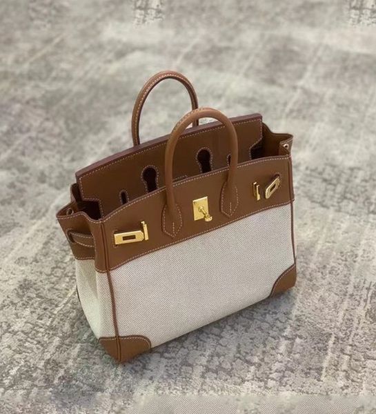 

birkins handbags wanghong women leather with canvas contrast platinum hand shoulder wm