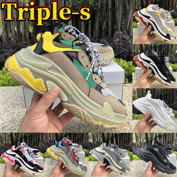 

paris triple-s beige green yellow casual shoes gym red blue black grey cream platform fashion trainers sneakers size 36-45