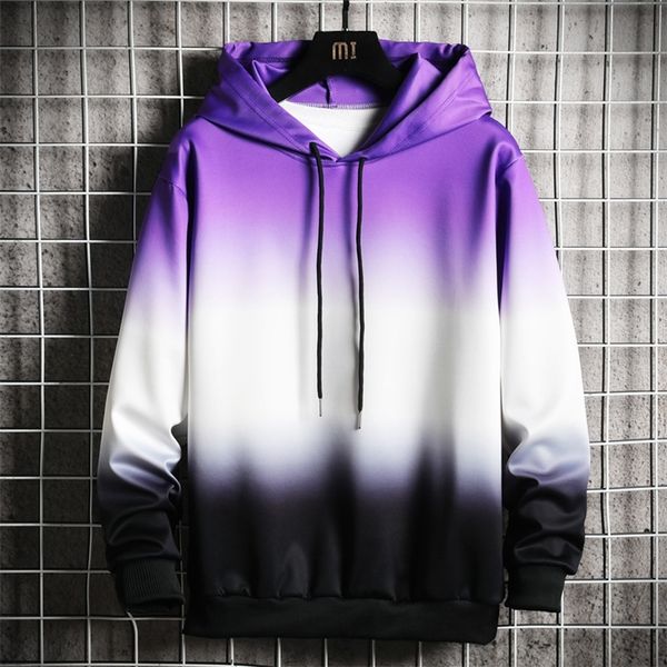 

men hoodies harajuku spring mens casual sweatshirts hip hop streetwear male hooded pullover gradient patchwork 220720, Black