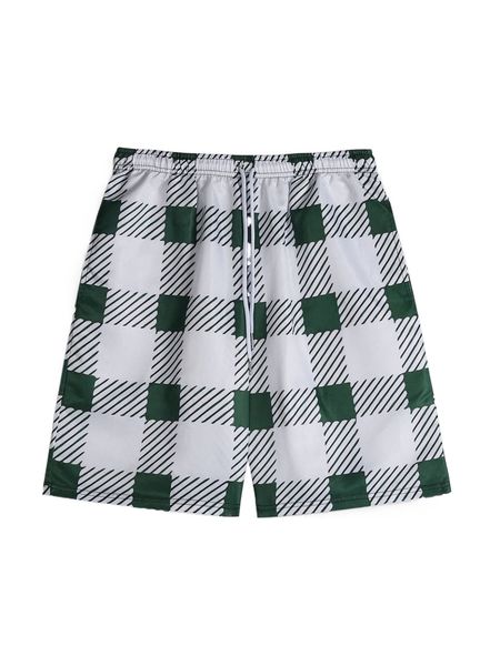 

romwe guys plaid drawstring shorts j4ue#, White;black