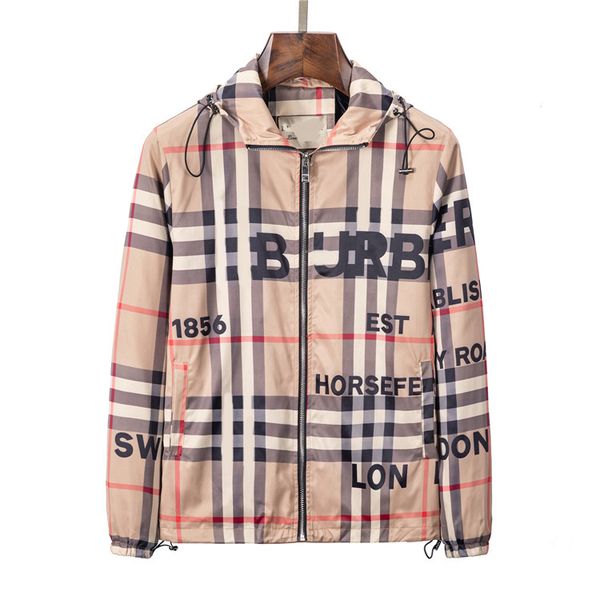 

spring new mens designer jacket sport windbreaker long sleeve zipper pocket man casual hoodie coat plaid jackets, Black;brown