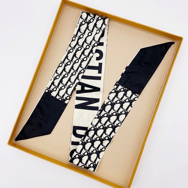 

luxury designer 2022 silk scarf handbags women bags letter flower scraves grade head hair 4 colors 8x120cm, Blue;gray