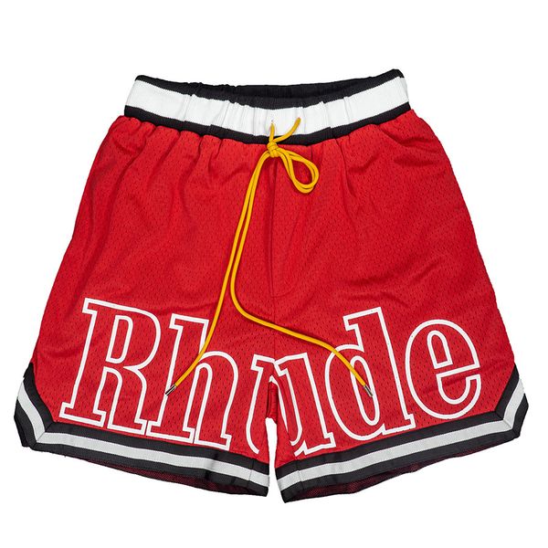 

red shorts jogger men women summer elastic waist basketball casual short middle pants, White;black