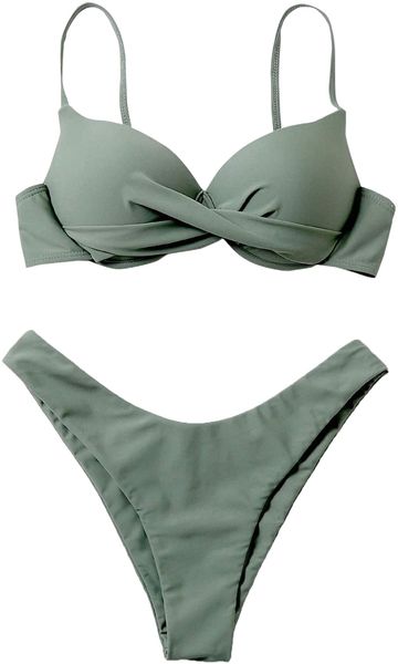 

women's swimsuit spaghetti strap 2 piece bikini swimwear set a2zn#, White;black