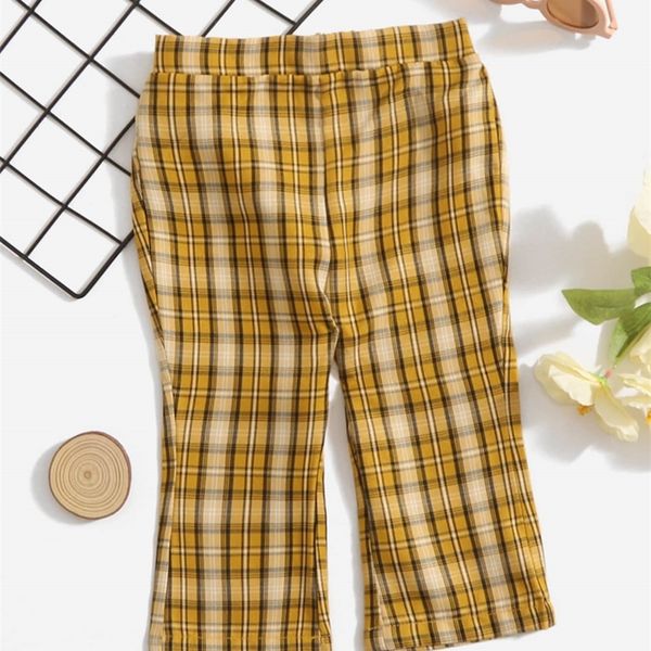 

baby tartan elastic waist pants she, Blue