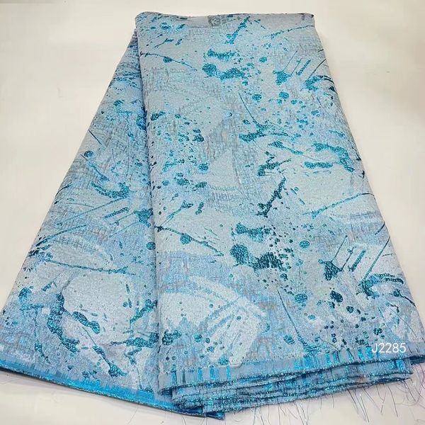 

2022 african brocade lace fabric 5 yards nigerian jacquard fashion fabric for sewing wedding dress j2285, Black;white