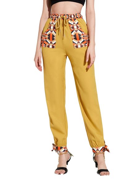 

x amna khan drawstring waist knot hem pants l8yn#, Black;white