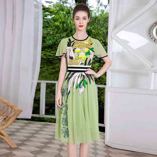 

casual dresses spring and summer heavy industry sequin embroidery lace mesh high waist thin lady dress, Black;gray