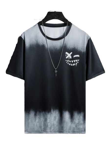 

men cartoon graphic tie dye tee d2ys#, White;black