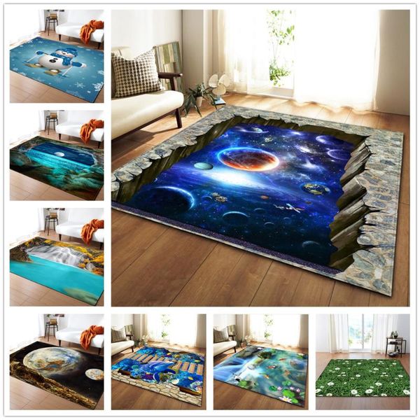 Teppiche Galaxy Space 3D für Wohnzimmer, Kinderteppiche, weiches Flanell, Heimdekoration, Schlafzimmer, Bodenbereich, Teppich, Küchenmatte, Fußmatte, Teppiche