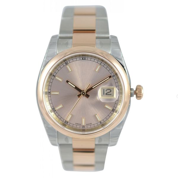 Yüksek kaliteli Asya Bayanlar İzle 2813 Spor Otomatik Mekanik Saatler 116201 18K Everose Gold Strap 36mm Pembe Kadran Lüks Erkekler Wrisrtwatch Günlük Modern Saatler