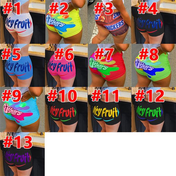 

women's european style shorts tight shorts printed yoga pants sportswear, White;black