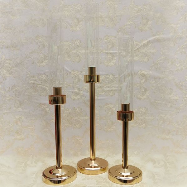 Acessórios para decoração de casamento soldol de castelas de latão de ouro de ouro de cristal acrílico nórdico candelabra imake127