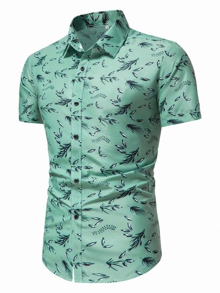 

men allover plants print shirt 658p#, White;black