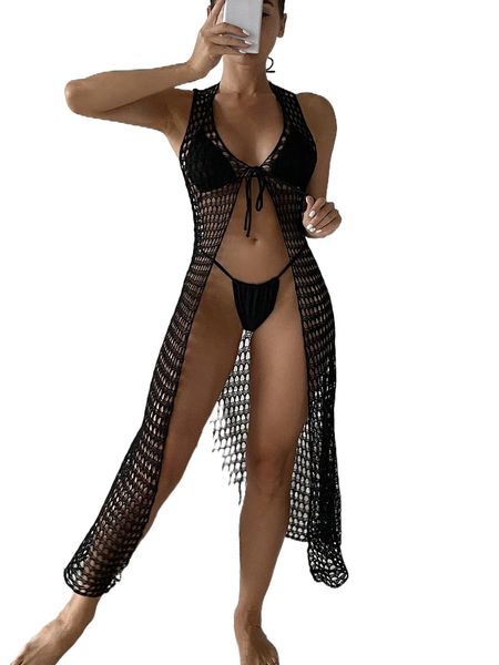 

hollow out tie front kimono without bikini s13b#, White;black