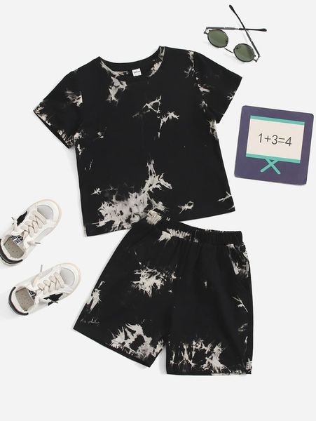 

toddler boys tie dye tee & shorts she04, White