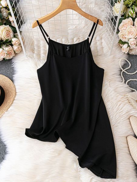 

plus asymmetrical hem cami d4t8#, Black