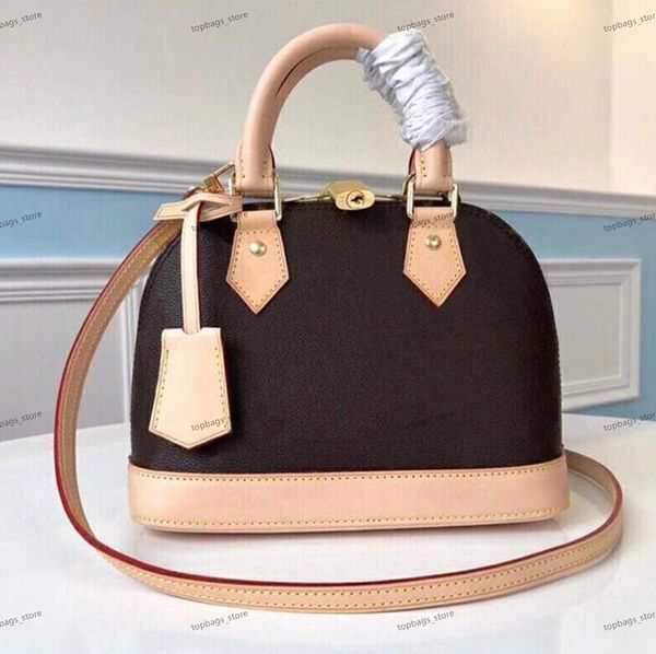 

high-quality alma bb pm shell bag louise viuton vutton women genuine leather handbags flower embossed shoulder bags with lock designer handb