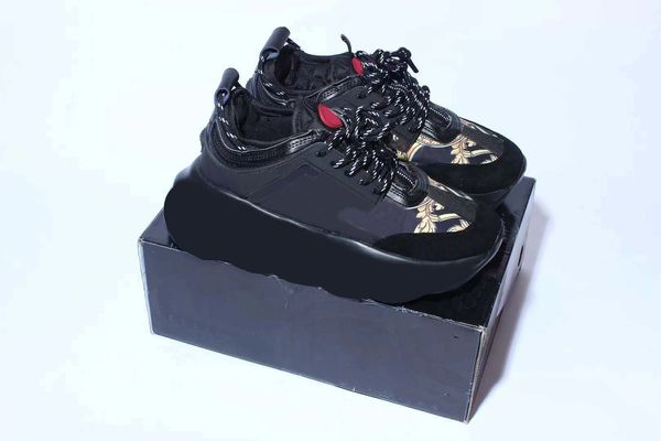 

italy designer shoes chain reaction trainers mens women sneaker triple black white sneakers multi-color suede bluette shoe with box