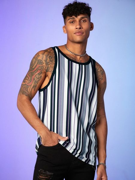 

men striped tank c0x5#, White;black