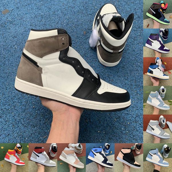 

1 latest j 2021 jumpman men balvin 1s university blue shoes dark mocha light smoke grey obsidian chicago unc 3 triple white fragment, Black