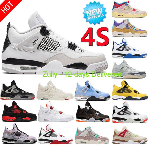 

with original box 3 days ship 2022 4s military black basketball shoes bred 4s vi university blue unc red thunder black cat white oreo grey p