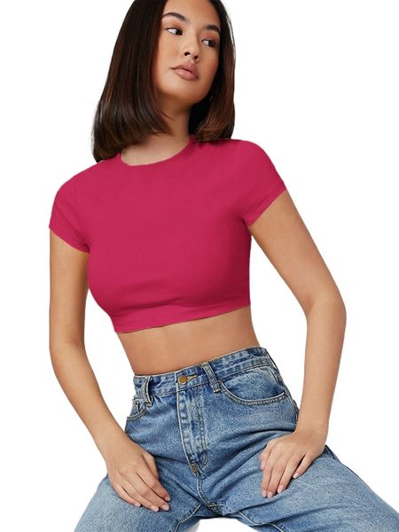 

cap sleeve solid crop tee m1ec#, White
