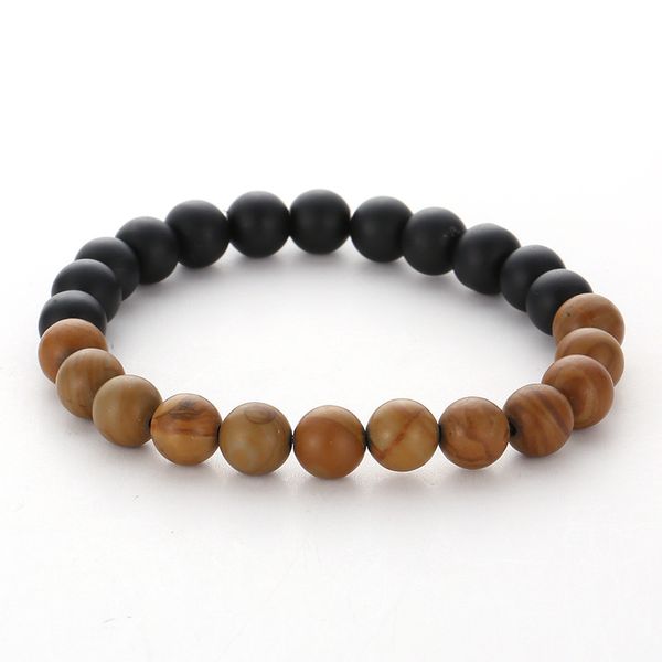 

8mm natural energy stone handmade beaded strands charm bracelets for women men party decor yoga jewelry, Black
