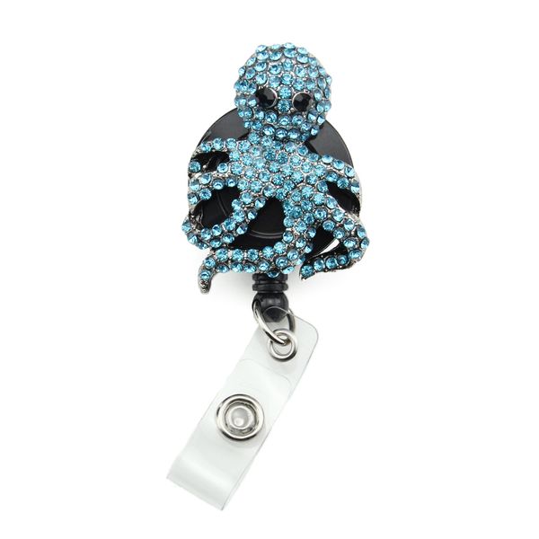 

100pcs/lot bling rhinestone crystal animal ocs retractable badge reel id holder with alligator clip, Gray