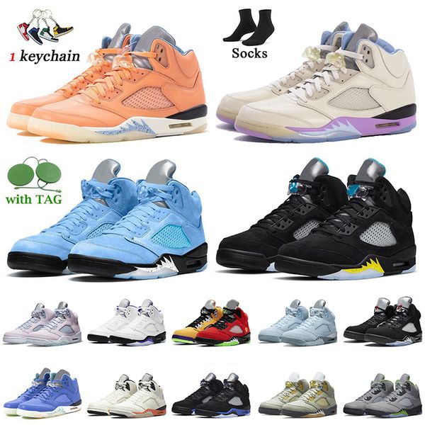 

new fashion 2022 jumpman 5s basketball shoes joedn 5 high og mens trainers sports dj khaled x we the concord aqua unc university blue blueb, White;red