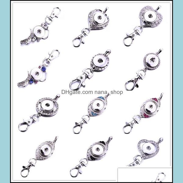 

key rings jewelry snap button metal owl heart chains crystal 18mm snaps buttons keychains keyring for women drop delivery 2021 l3rig, Slivery;golden