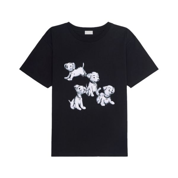 21FW High-End-T-Shirt mit klassischem Hundedruck, Sommer, beliebt, lässig, einfach, Vintage, schwarz, kurzärmelig, atmungsaktiv, für Männer, Frauen, Paare, Straße, T-Shirts TJMJYTX605