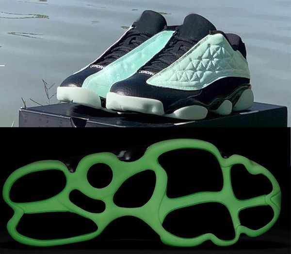 

shoes luminous 13 low singles day 13s black barley green outdoor running sports sneakers dm0803-300 with
