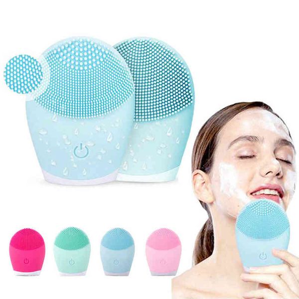 

electric facial cleanser silicone cleansing brush face pore deep blackhead washing makeup remover foaming brush sonic massager 220514